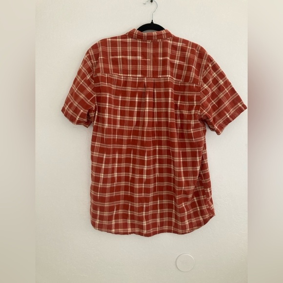 Toad&Co Smythy Short Sleeve Shirt Red Plaid Button Front Outdoors Comfy Chores - Picture 8 of 12